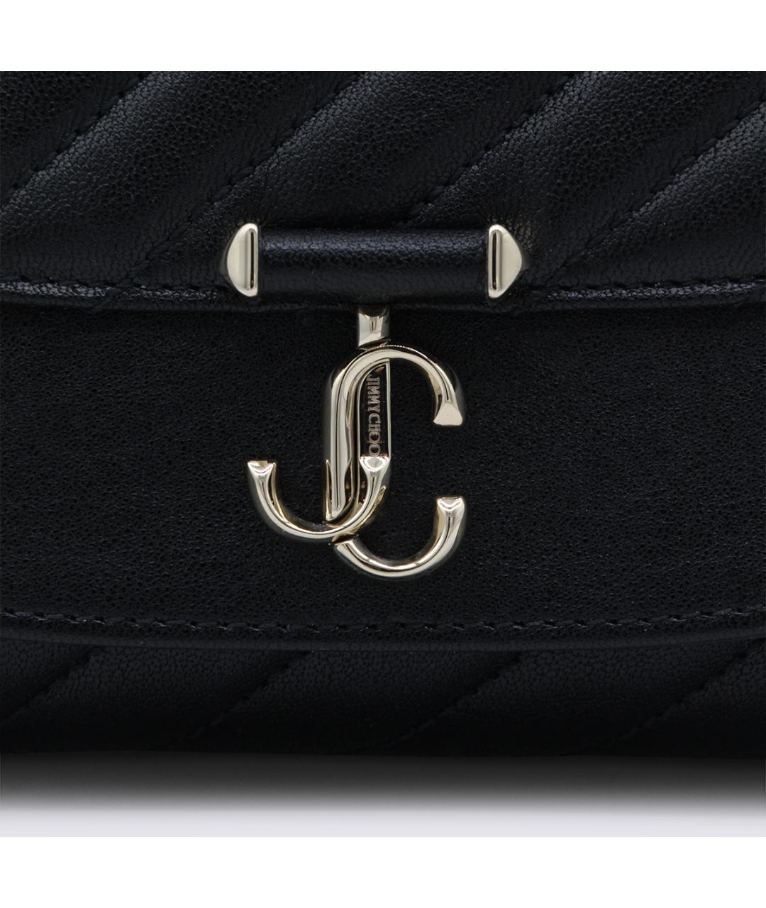 JIMMY CHOO Черная кожаная сумка через плечо, фото 3