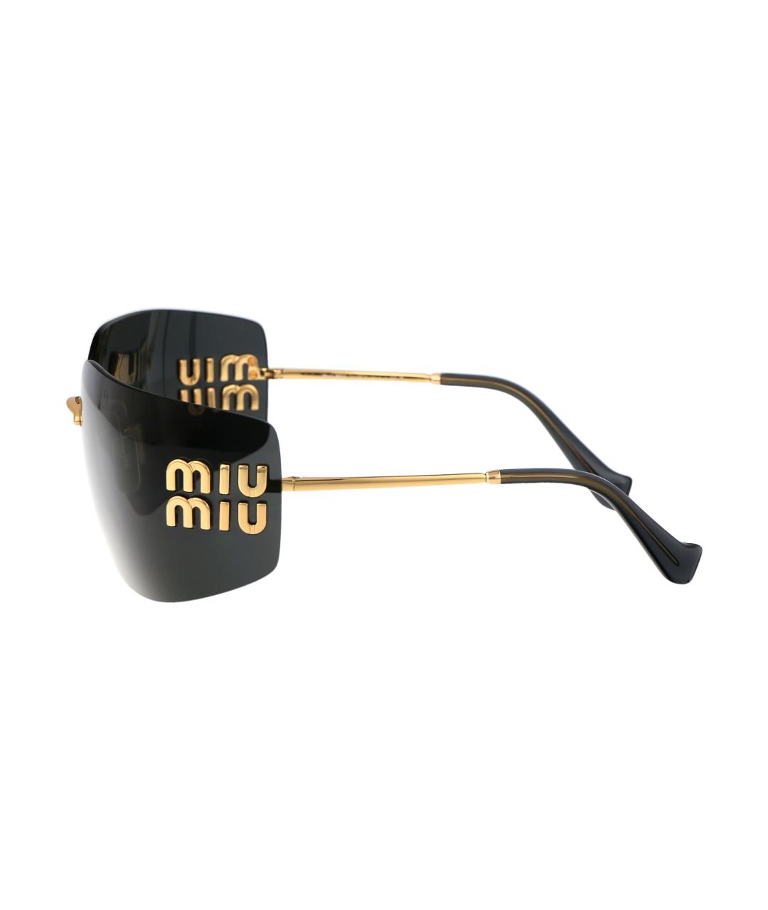 MIU MIU Золотые металлические солнцезащитные очки, фото 3