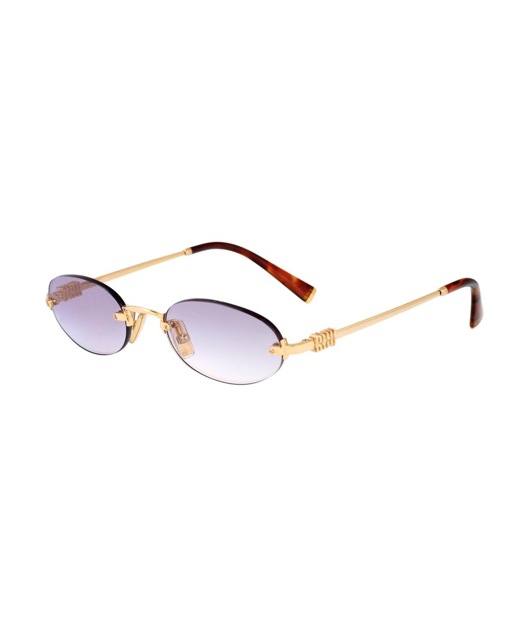 MIU MIU Золотые металлические солнцезащитные очки, фото 4