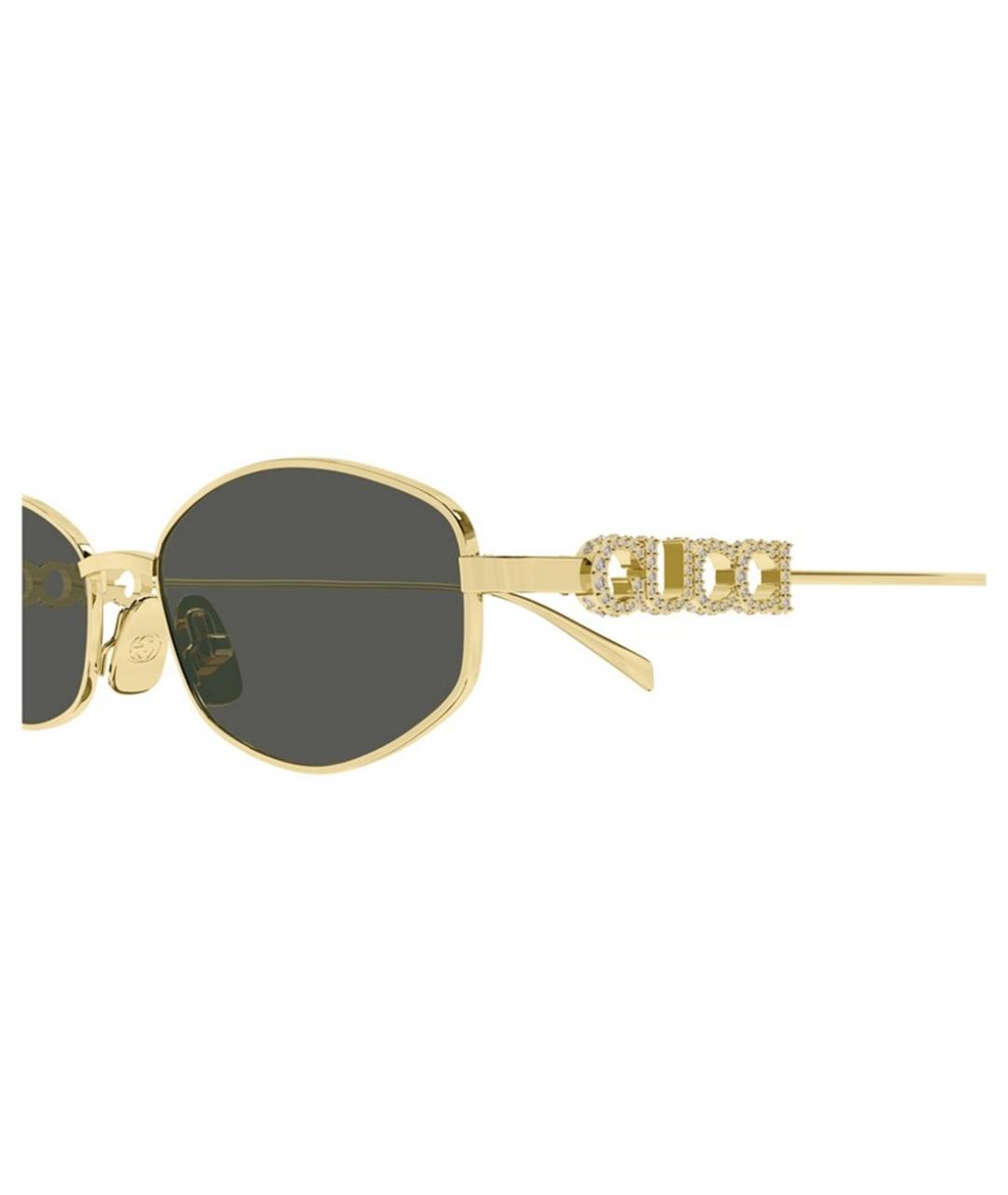 GUCCI Золотые металлические солнцезащитные очки, фото 3