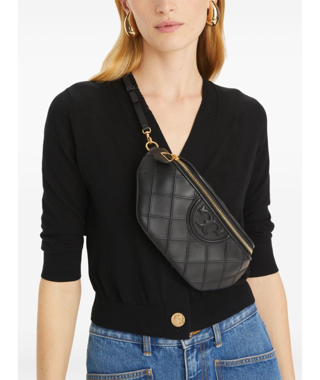 TORY BURCH Черная кожаная сумка через плечо, фото 5