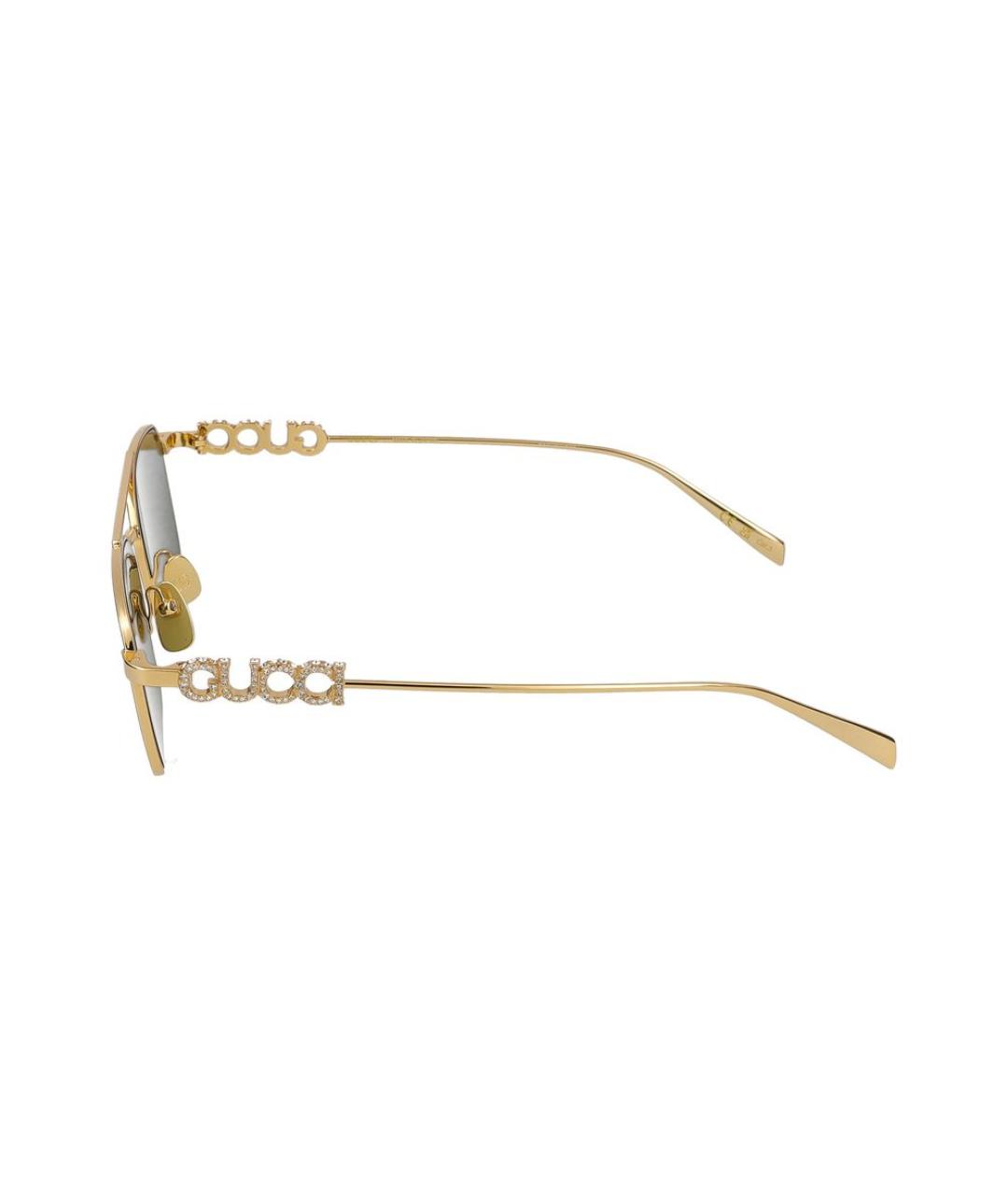 GUCCI Золотые металлические солнцезащитные очки, фото 5