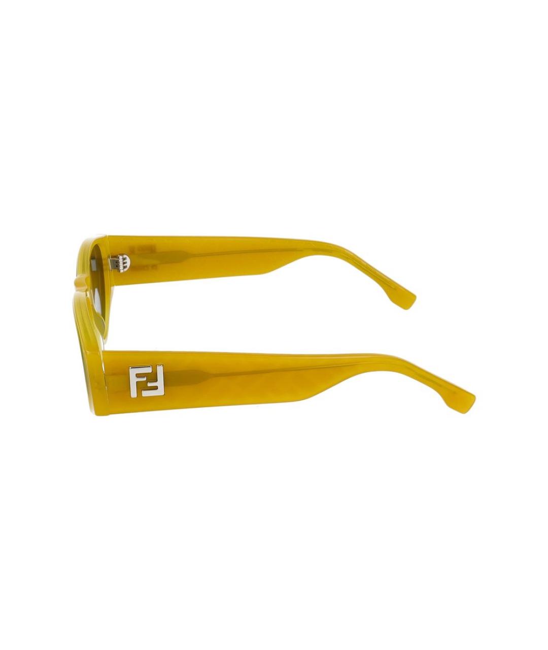 FENDI Желтые пластиковые солнцезащитные очки, фото 3
