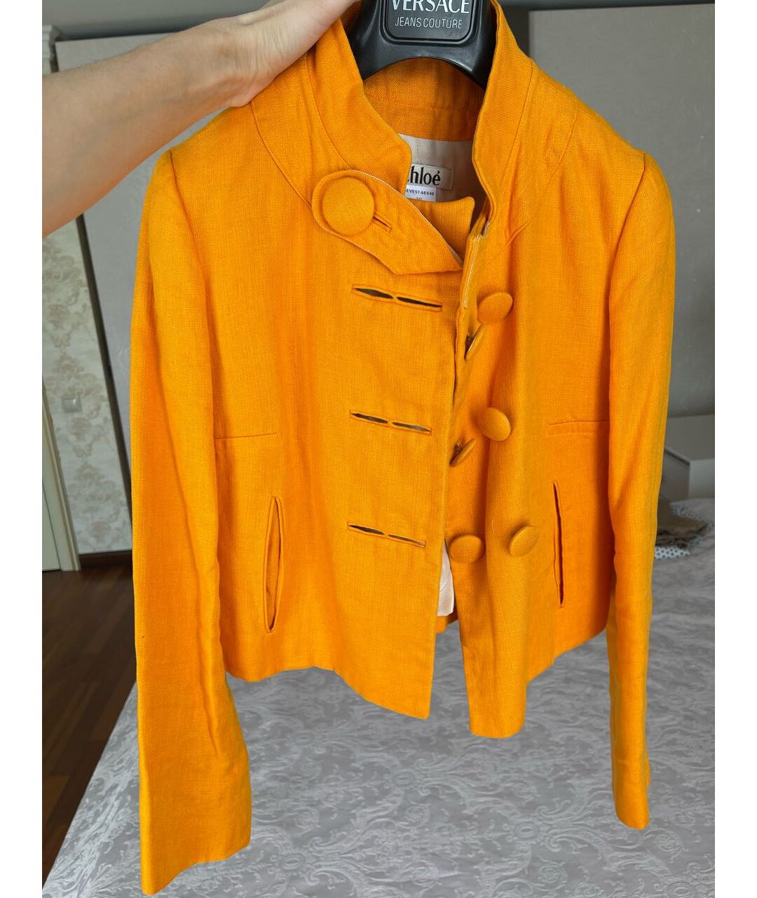 CHLOE Оранжевый льняной жакет/пиджак, фото 3