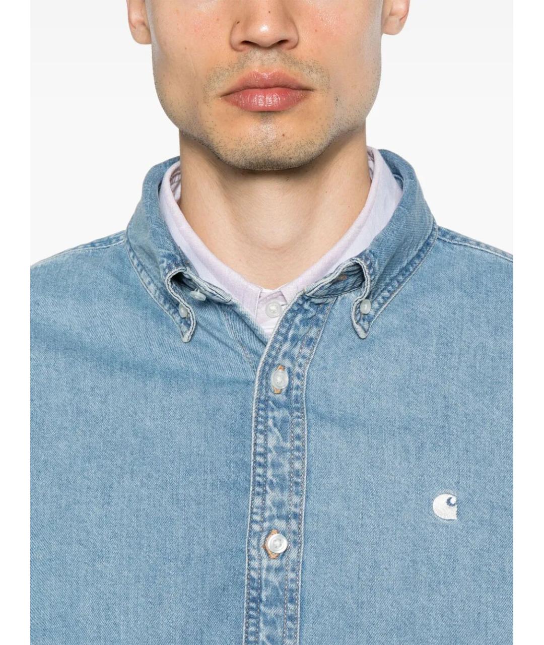 CARHARTT WIP Голубая хлопковая кэжуал рубашка, фото 2