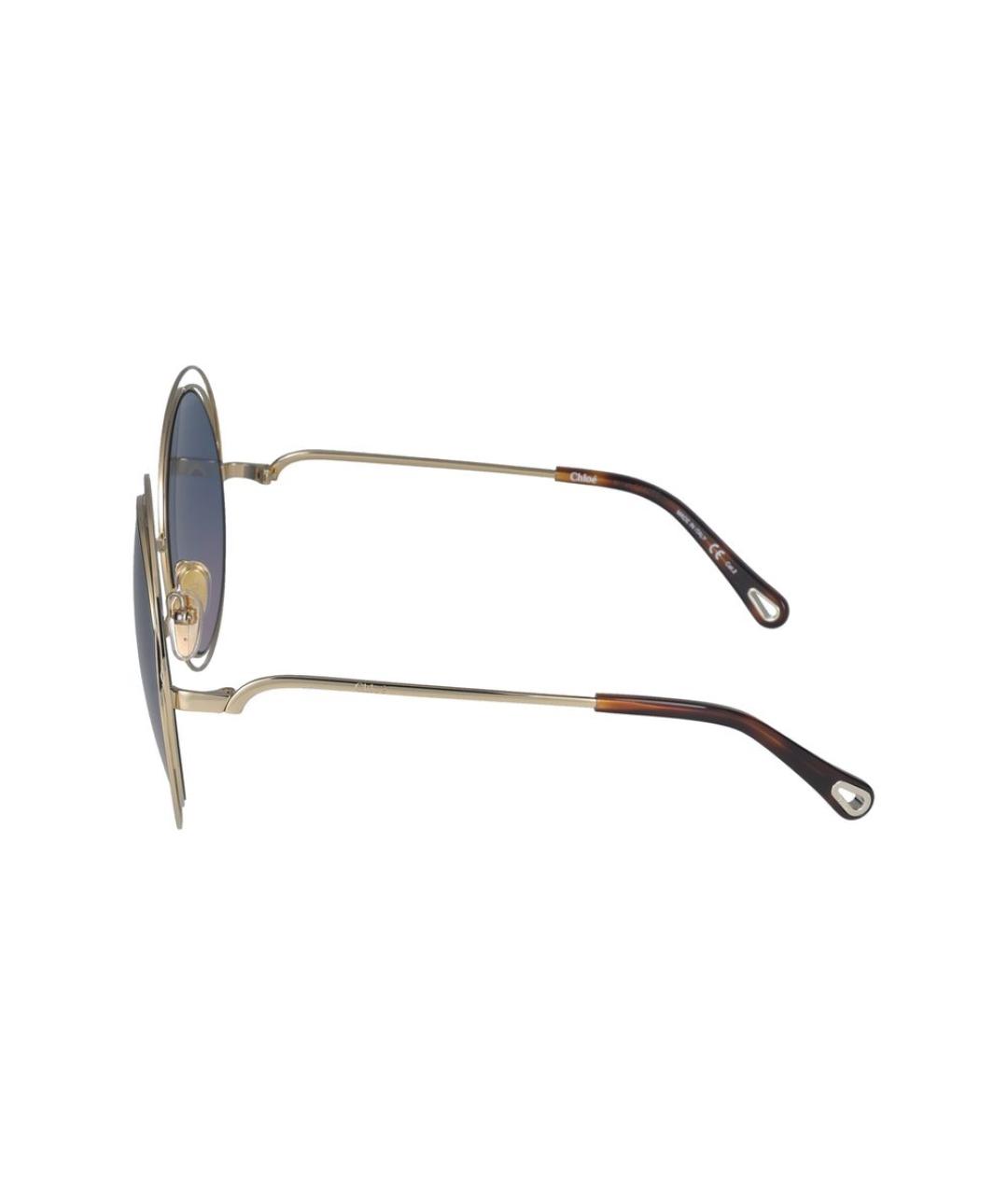 CHLOE Золотые металлические солнцезащитные очки, фото 3