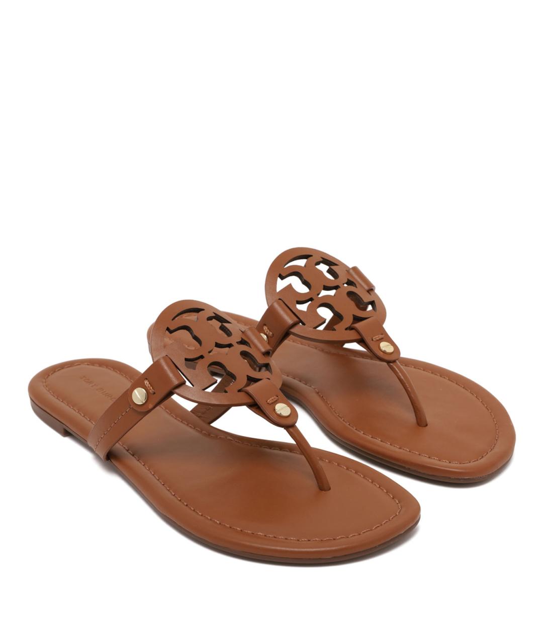 TORY BURCH Коричневые кожаные сандалии, фото 2