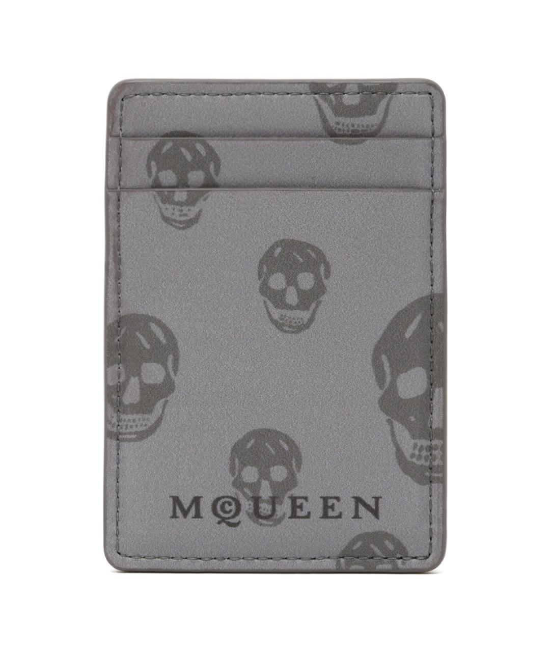 ALEXANDER MCQUEEN Серый кожаный кардхолдер, фото 1