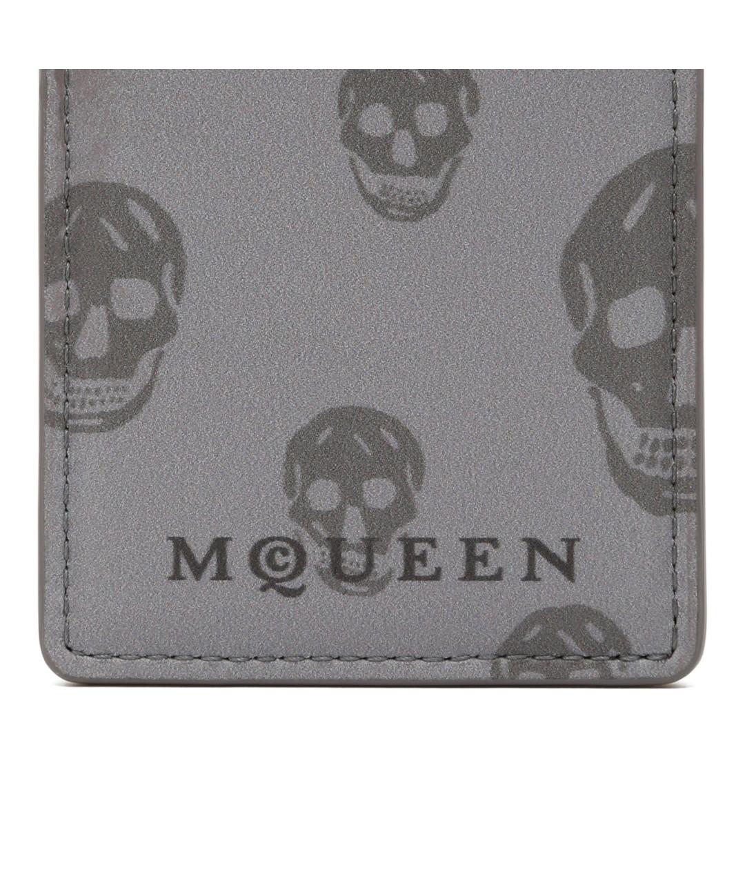 ALEXANDER MCQUEEN Серый кожаный кардхолдер, фото 3