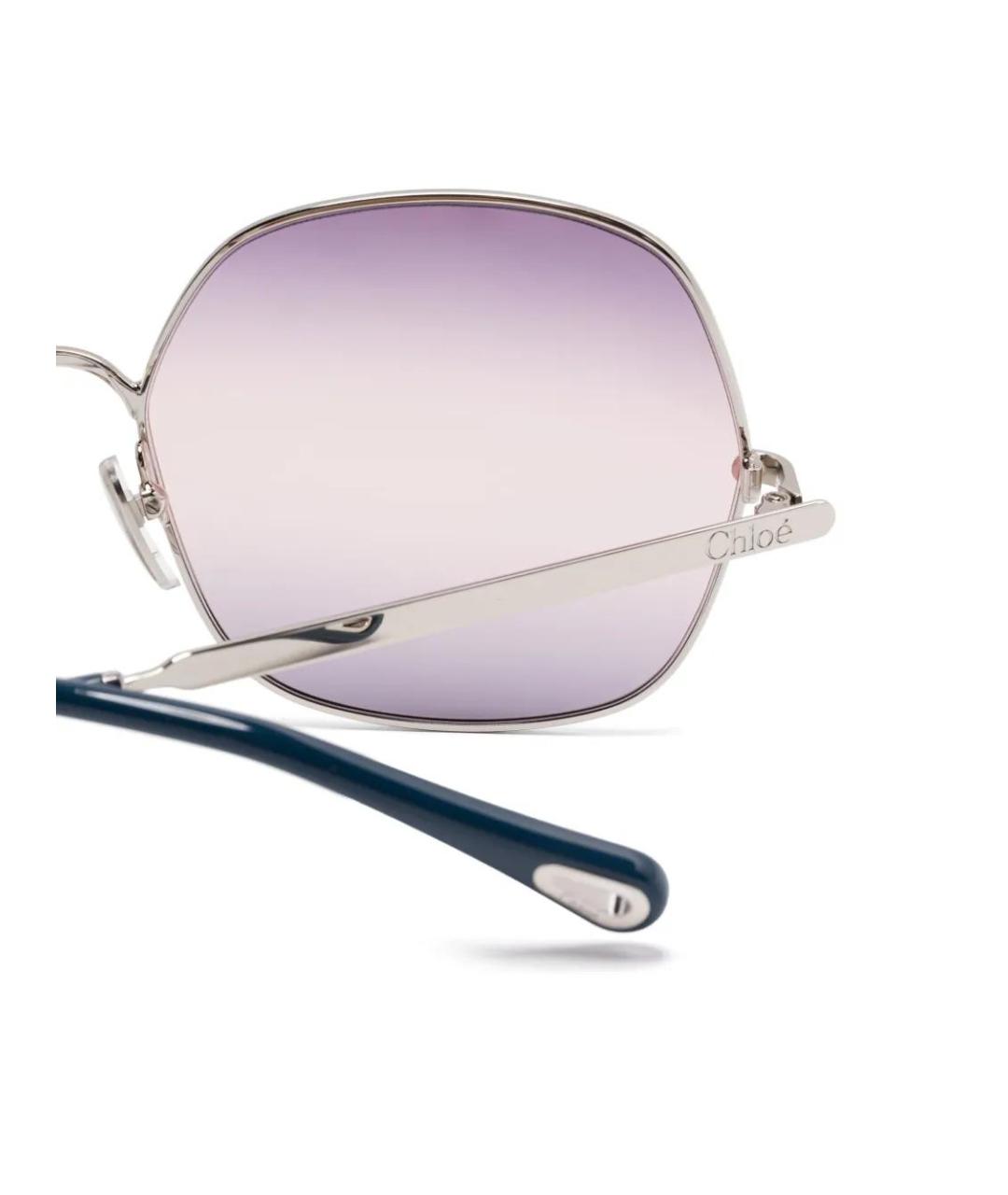 CHLOE Серебряные металлические солнцезащитные очки, фото 5