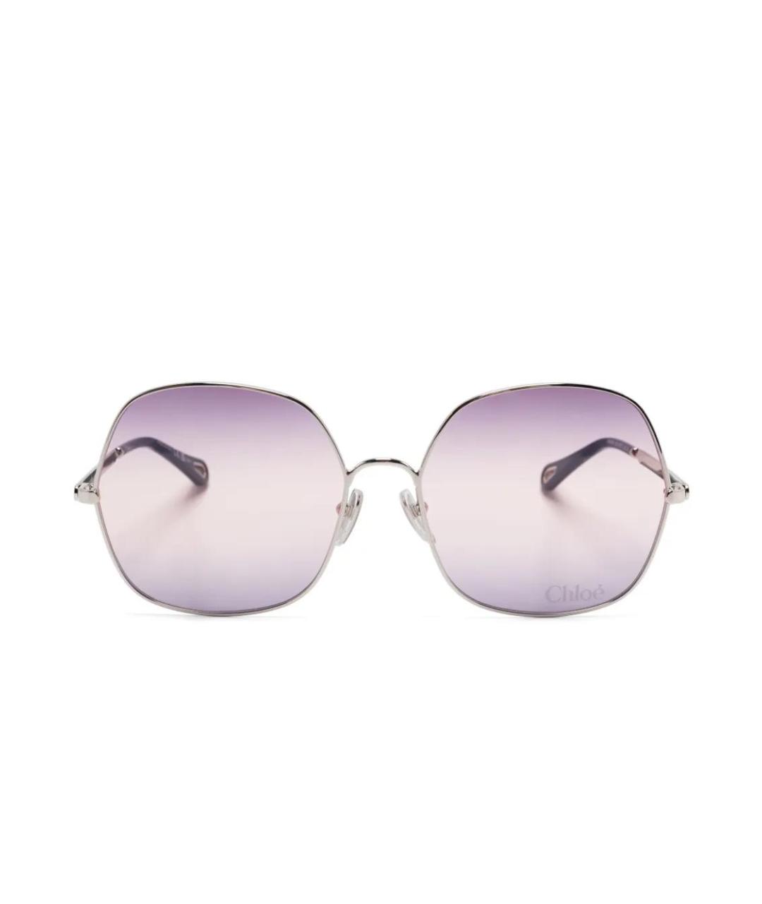 CHLOE Серебряные металлические солнцезащитные очки, фото 1