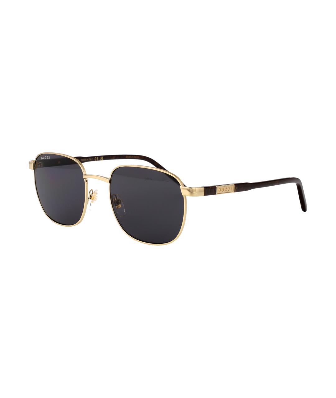 GUCCI Золотые металлические солнцезащитные очки, фото 3