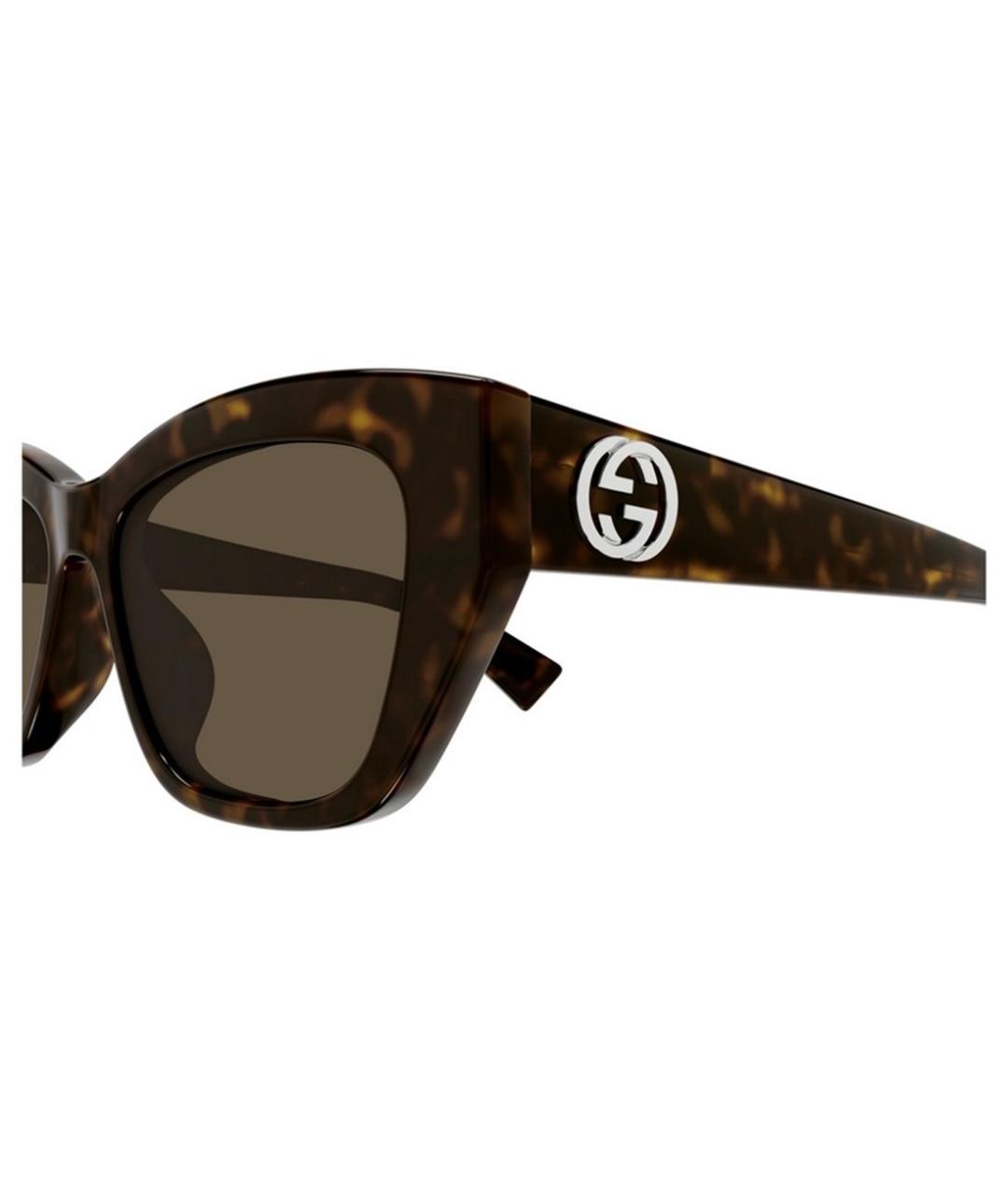 GUCCI Коричневые пластиковые солнцезащитные очки, фото 3