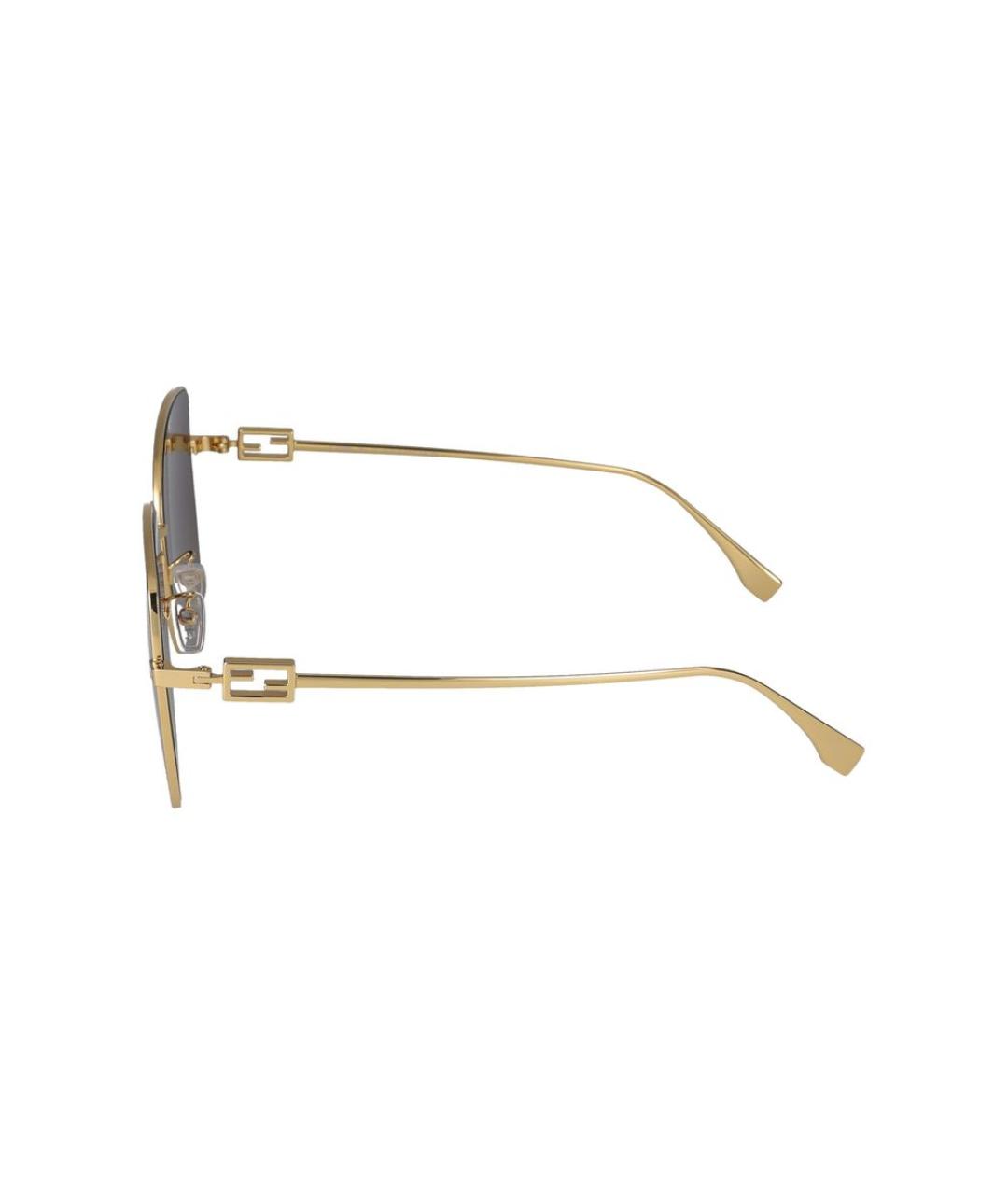 FENDI Золотые металлические солнцезащитные очки, фото 3