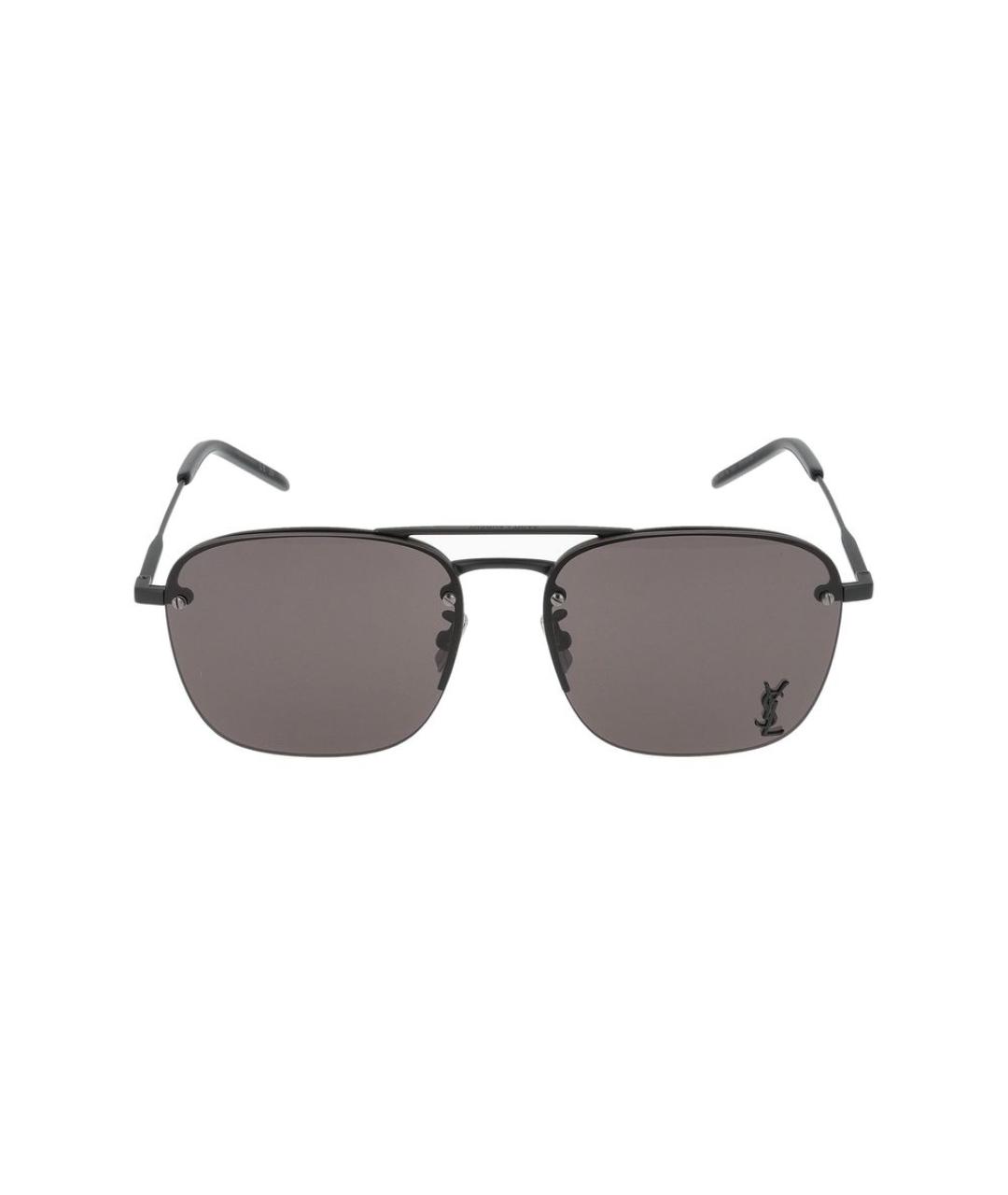 SAINT LAURENT Черные металлические солнцезащитные очки, фото 2
