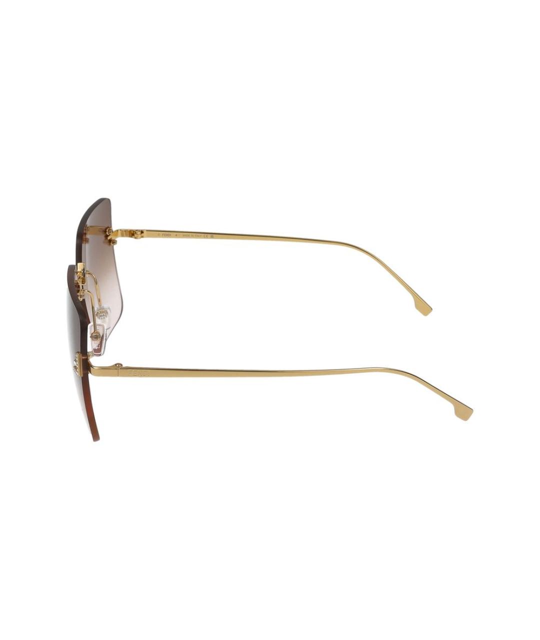 FENDI Коричневые металлические солнцезащитные очки, фото 3