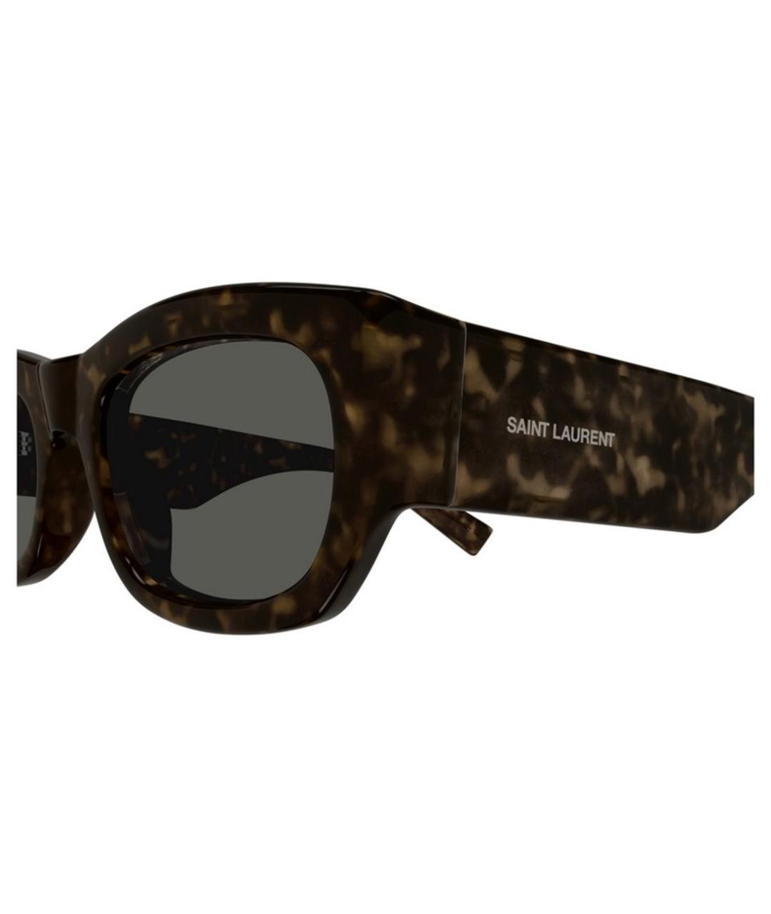 SAINT LAURENT Коричневые пластиковые солнцезащитные очки, фото 3