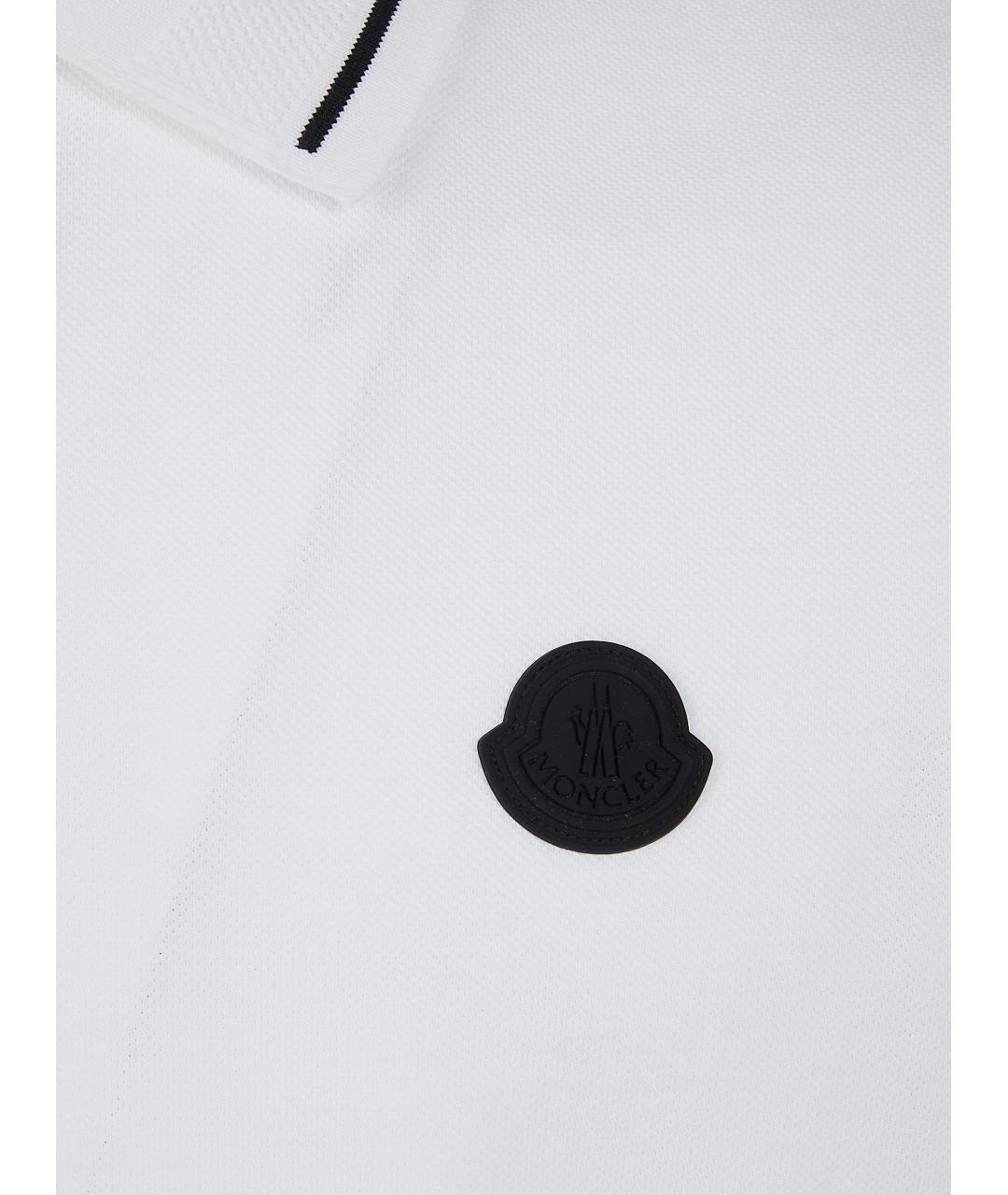 MONCLER Белое хлопковое поло с коротким рукавом, фото 3