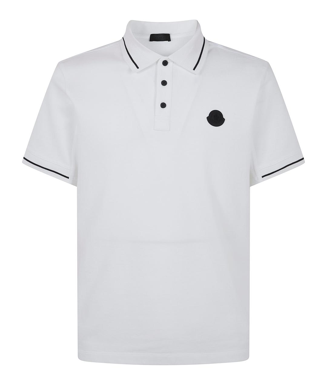 MONCLER Белое хлопковое поло с коротким рукавом, фото 1