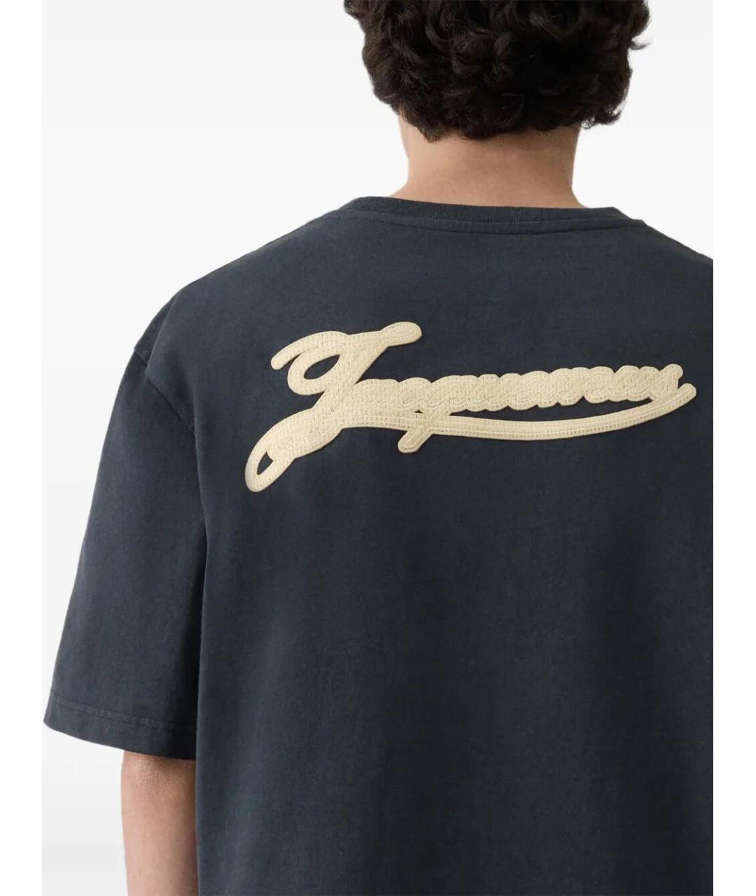 JACQUEMUS Темно-синяя хлопковая футболка, фото 5