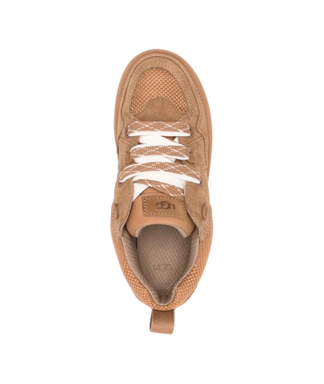 UGG AUSTRALIA Коричневые кожаные кроссовки, фото 3