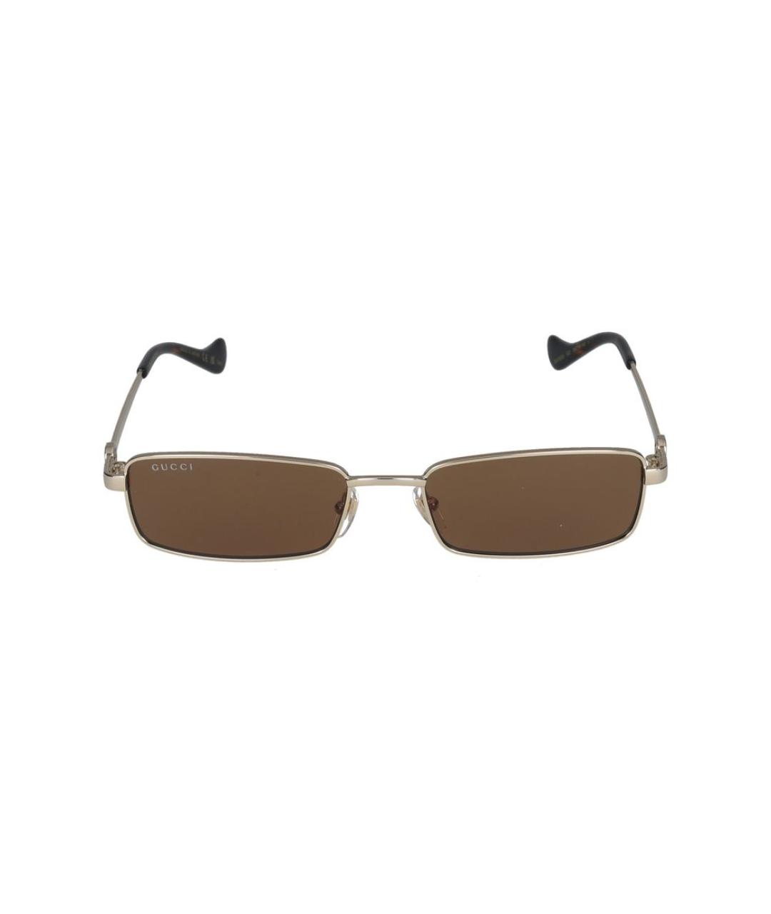 GUCCI Золотые металлические солнцезащитные очки, фото 1