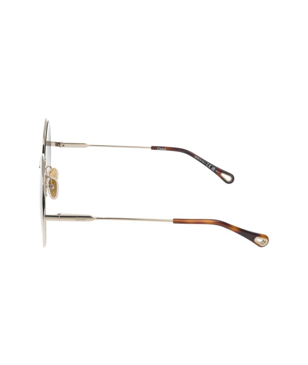 CHLOE Золотые металлические солнцезащитные очки, фото 5