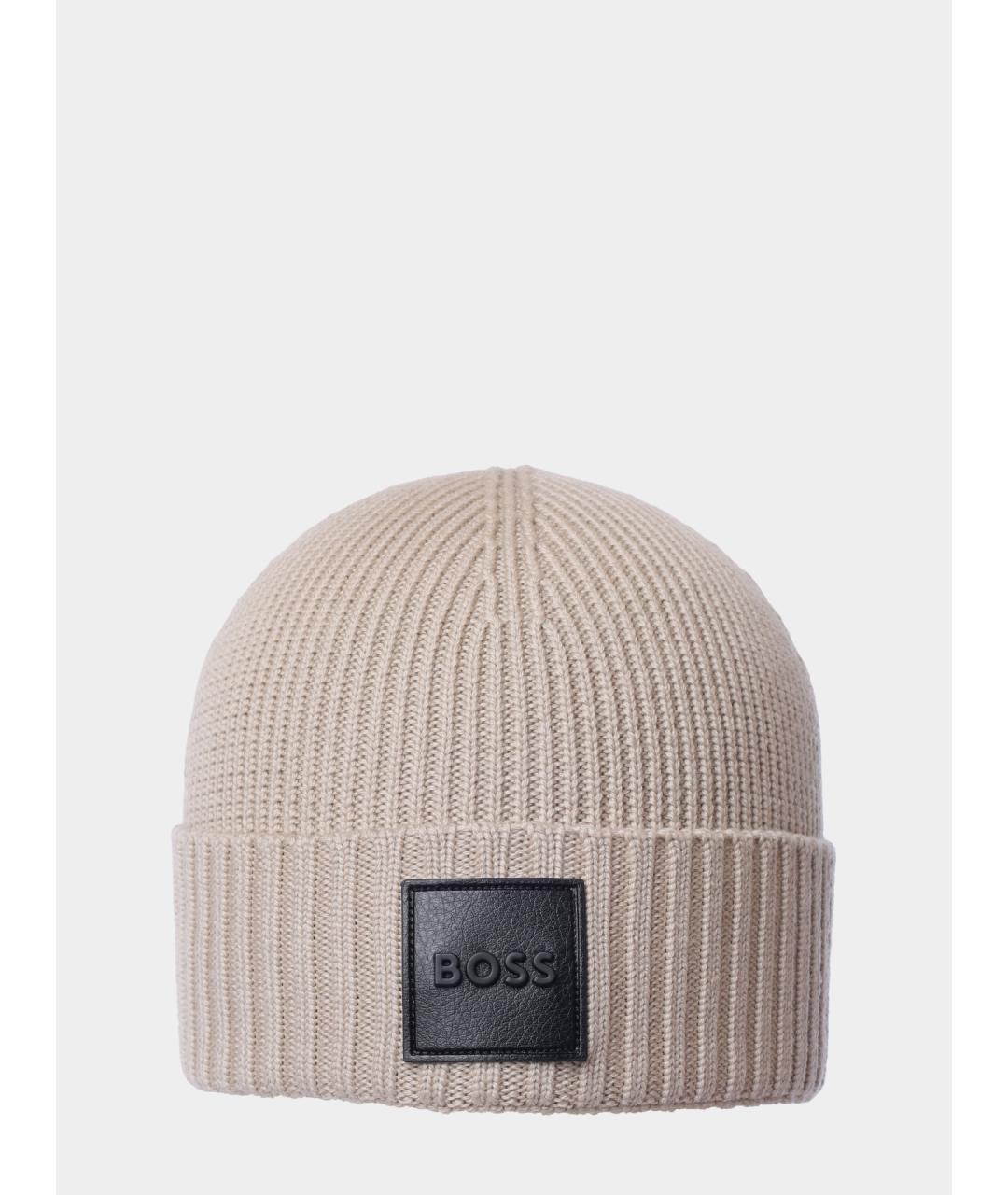HUGO BOSS Бежевая шерстяная шапка, фото 4