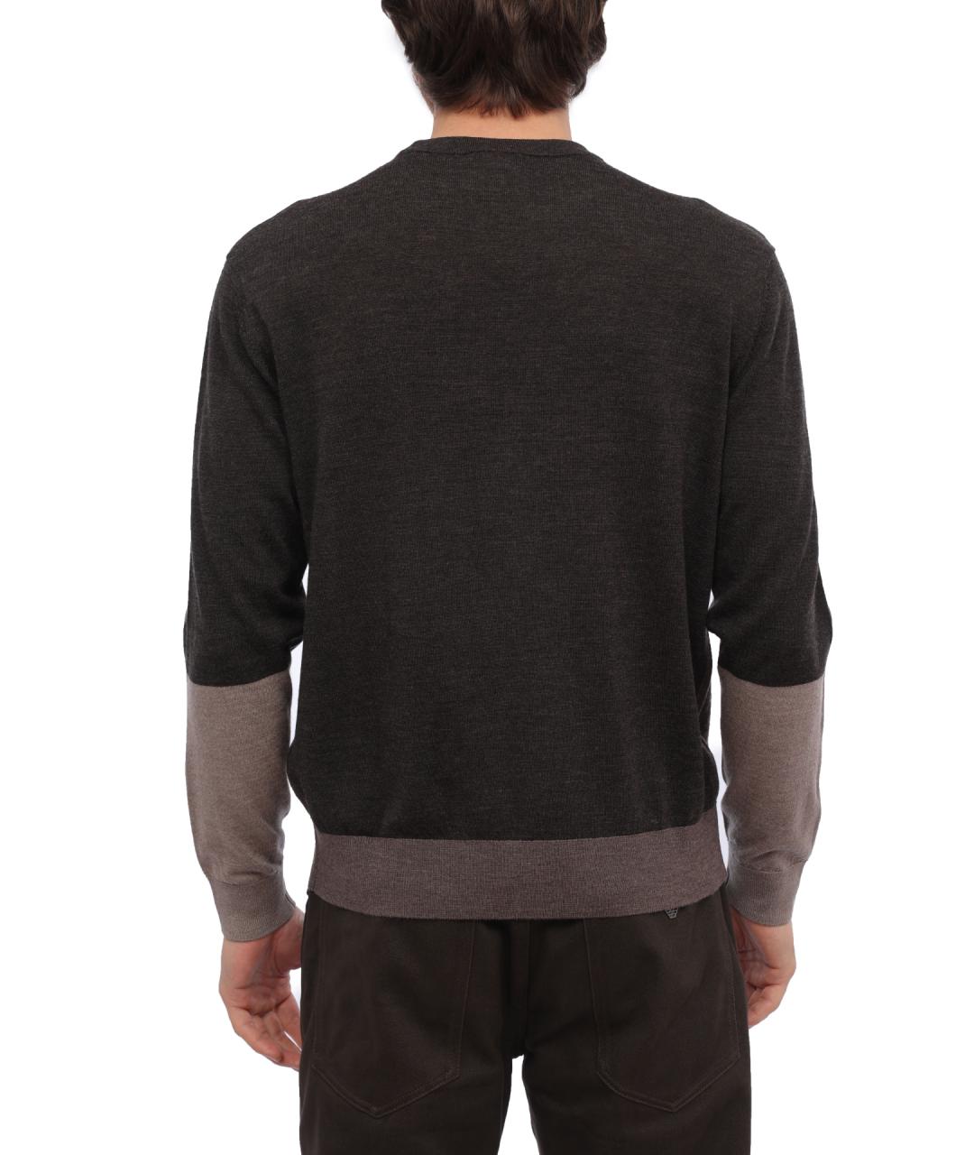 EMPORIO ARMANI Коричневый шерстяной джемпер / свитер, фото 5