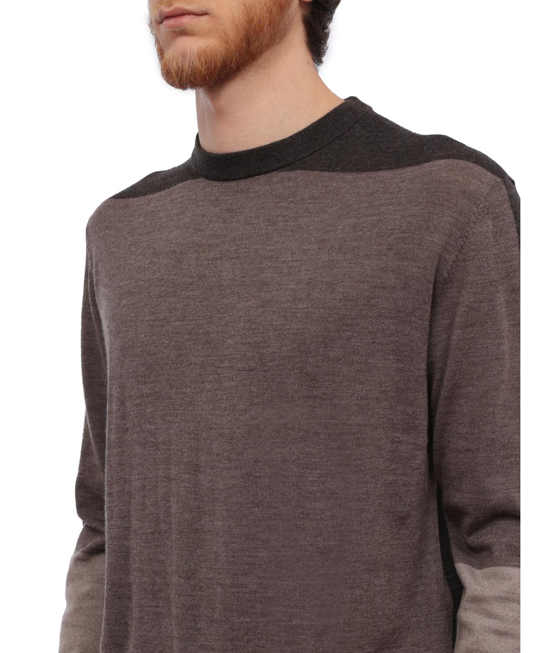 EMPORIO ARMANI Коричневый шерстяной джемпер / свитер, фото 4