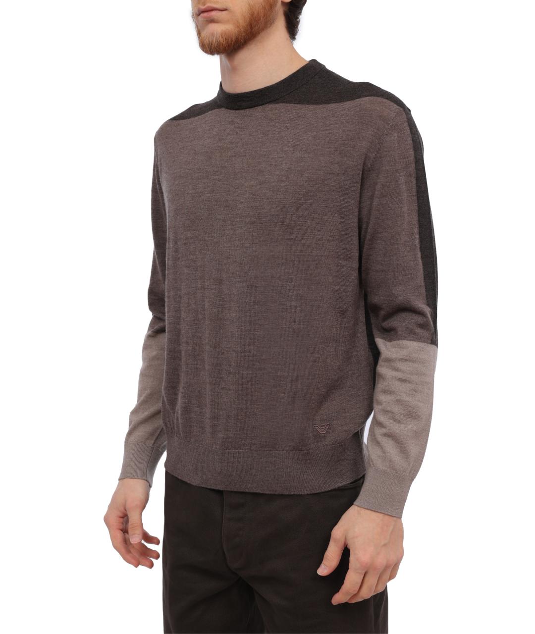 EMPORIO ARMANI Коричневый шерстяной джемпер / свитер, фото 3