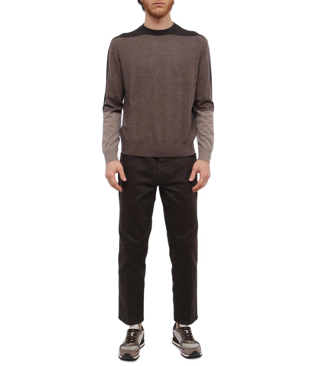 EMPORIO ARMANI Коричневый шерстяной джемпер / свитер, фото 2