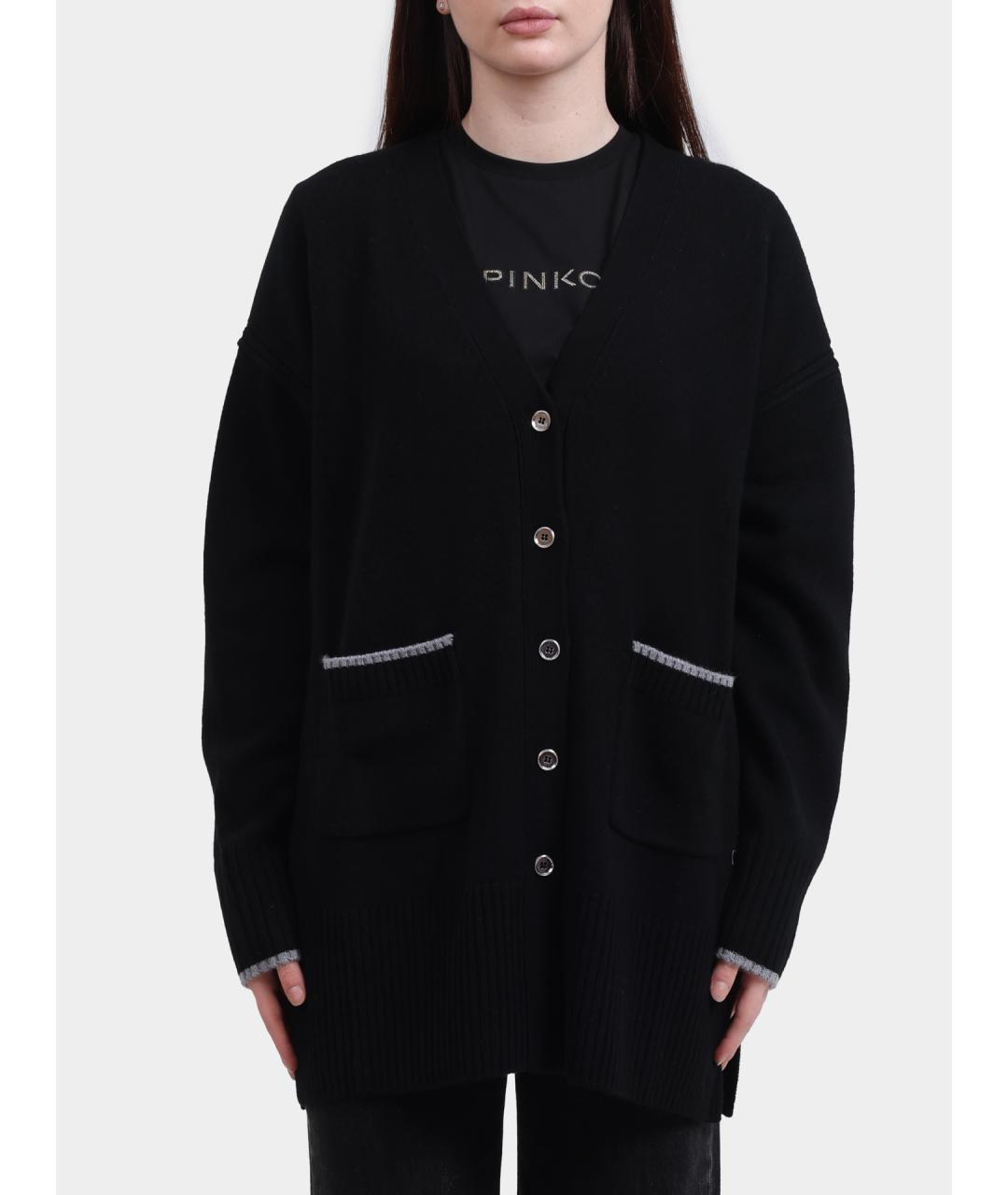 PINKO Черный шерстяной кардиган, фото 6