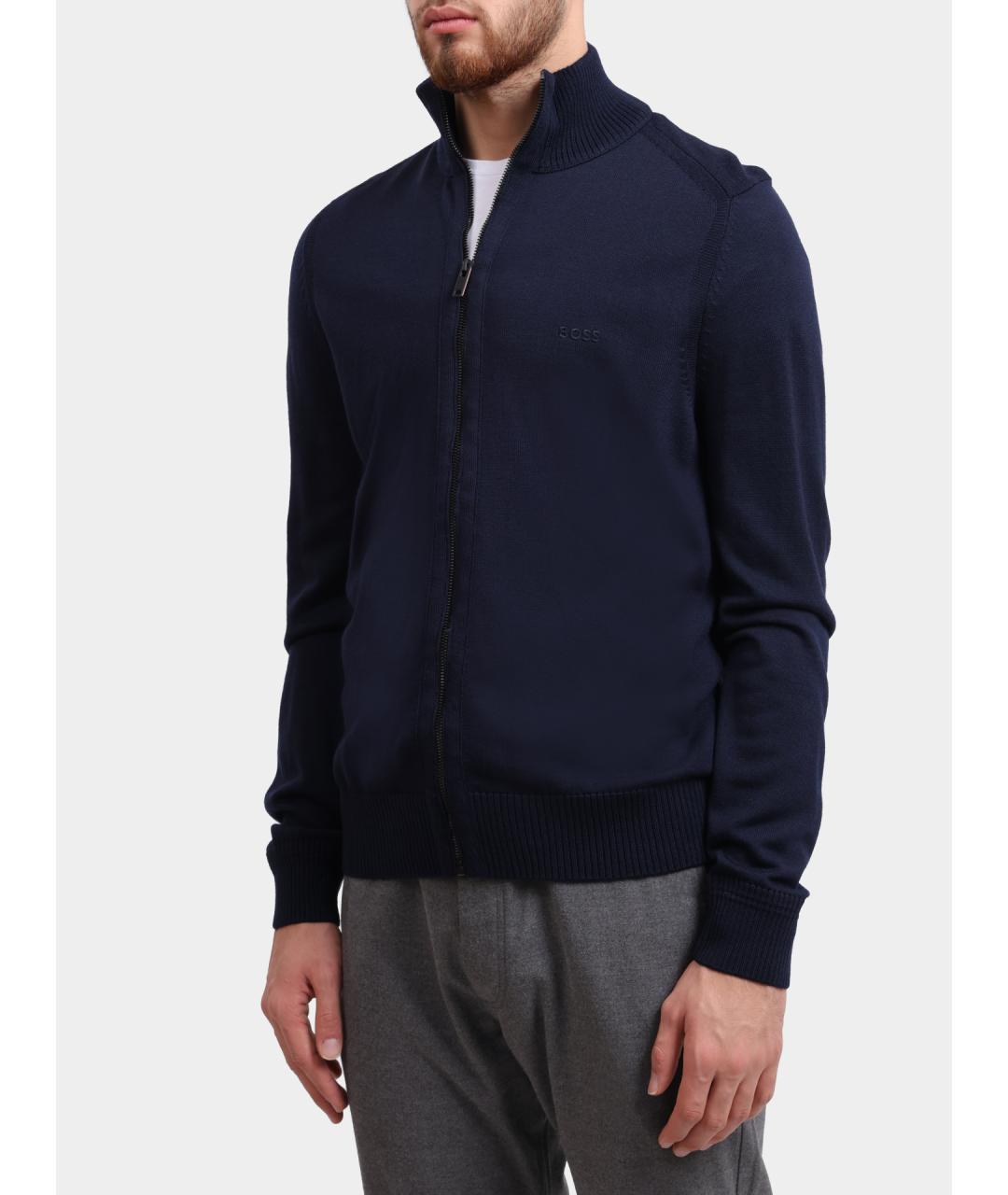HUGO BOSS Темно-синий шерстяной кардиган, фото 3