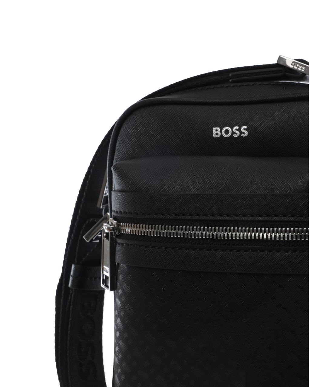 HUGO BOSS Черная кожаная сумка на плечо, фото 5