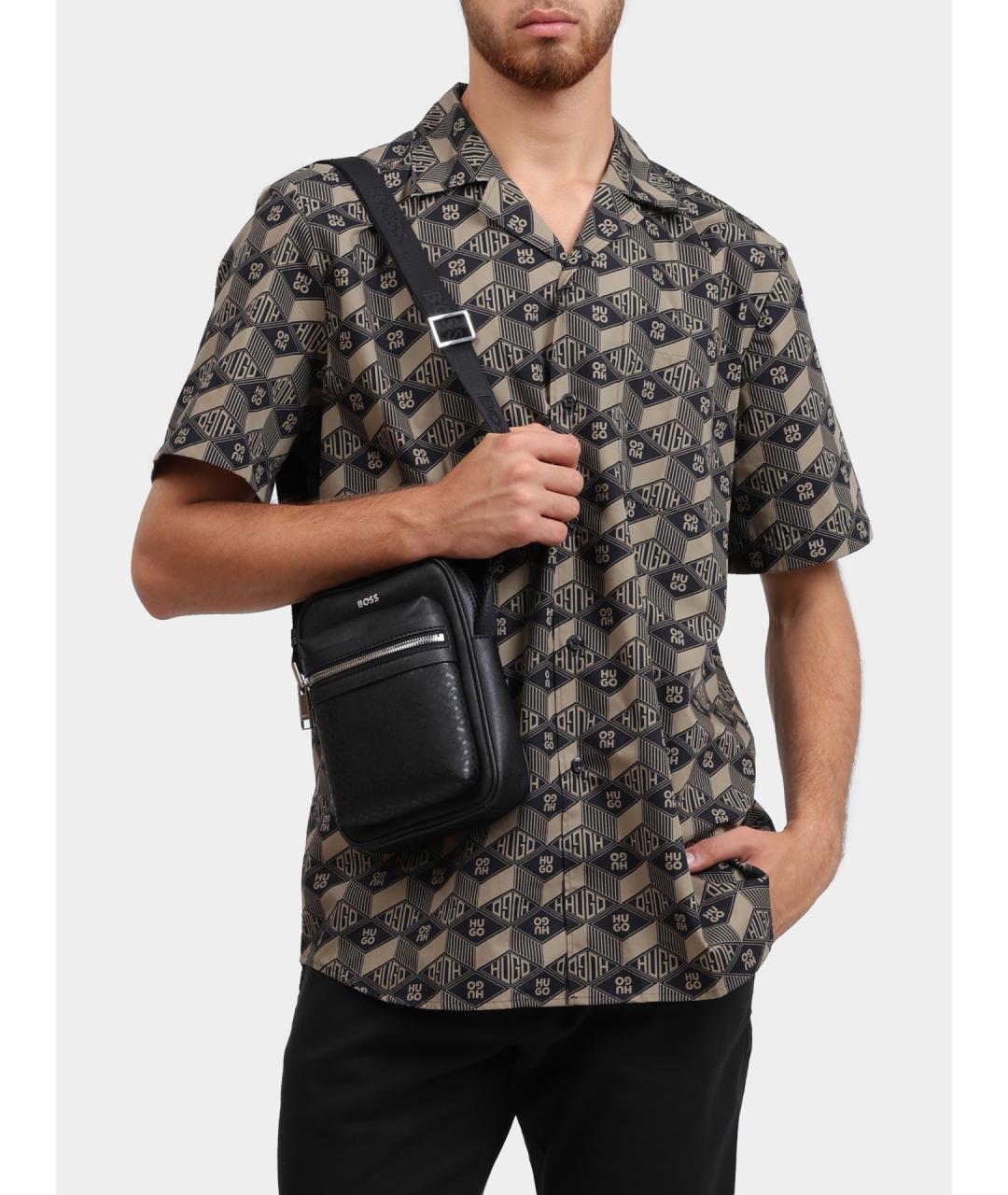 HUGO BOSS Черная кожаная сумка на плечо, фото 2