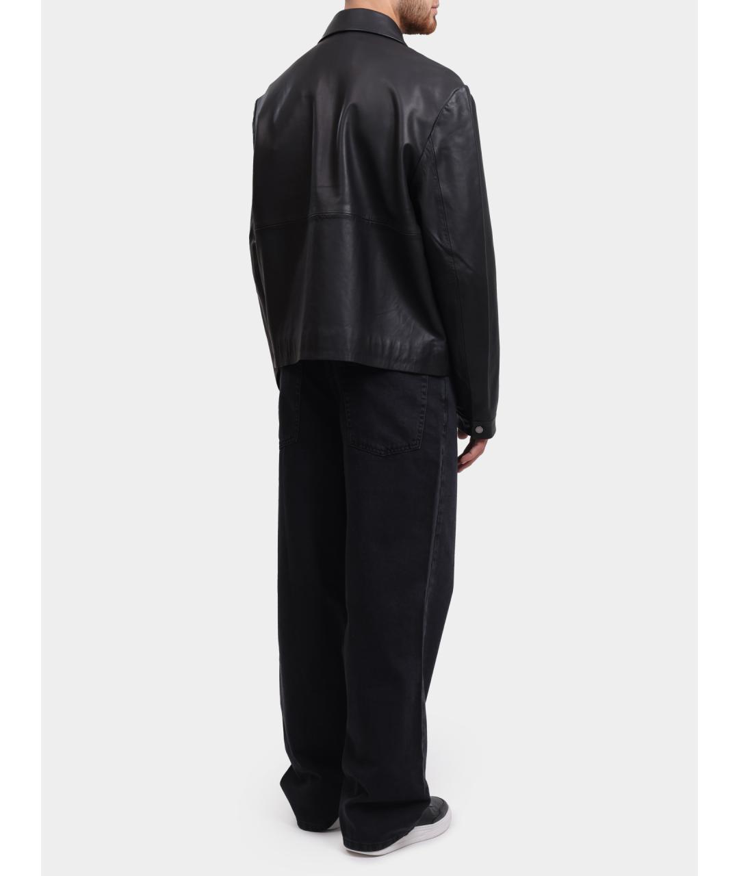 CALVIN KLEIN Черная кожаная куртка, фото 4