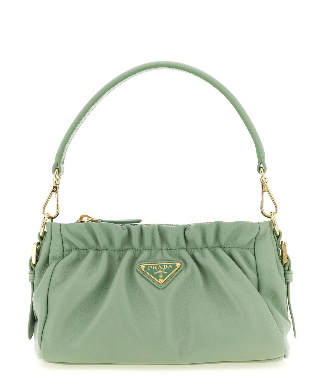 PRADA Зеленая кожаная сумка через плечо, фото 1