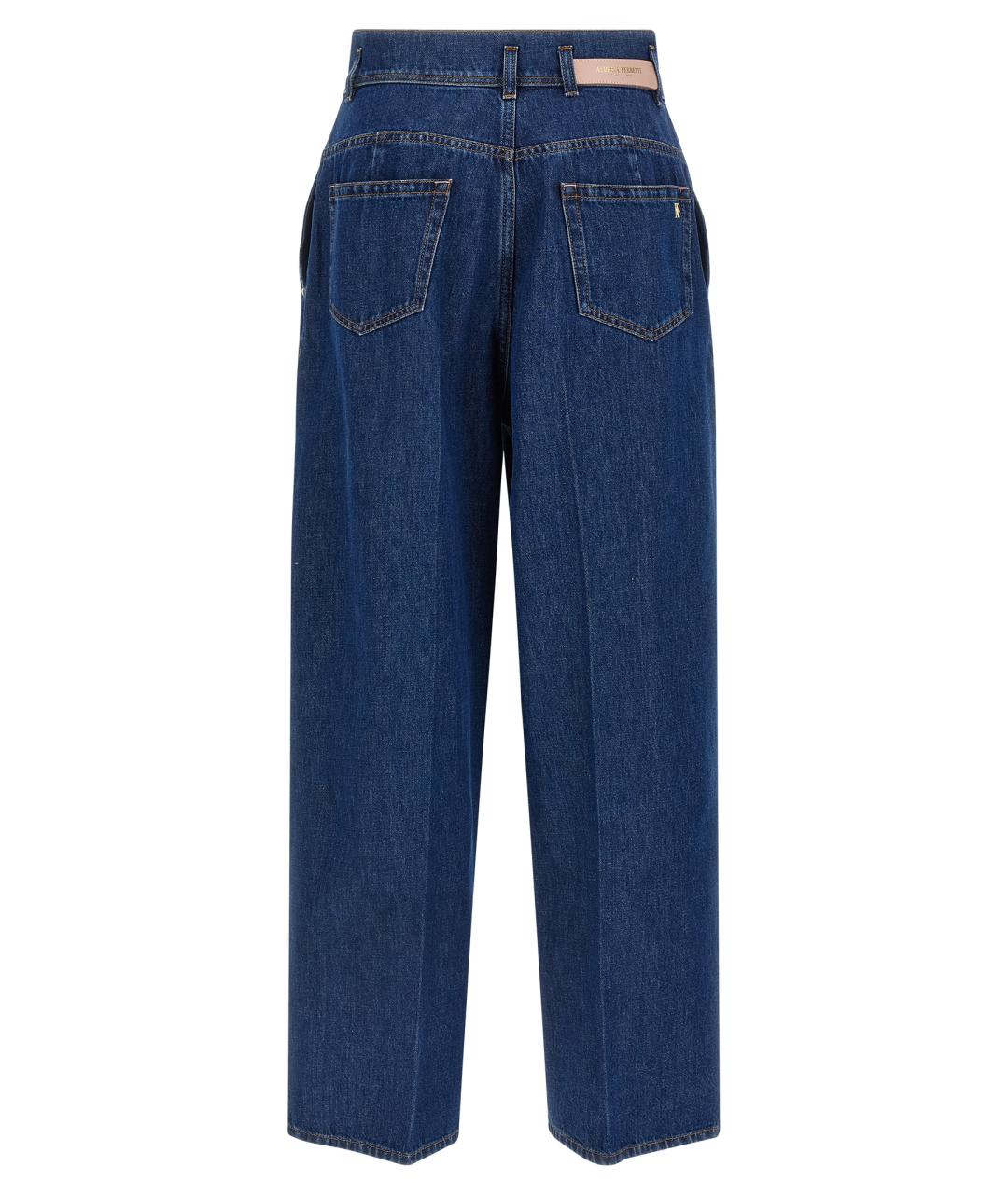 ALBERTA FERRETTI Синие хлопковые прямые джинсы, фото 2