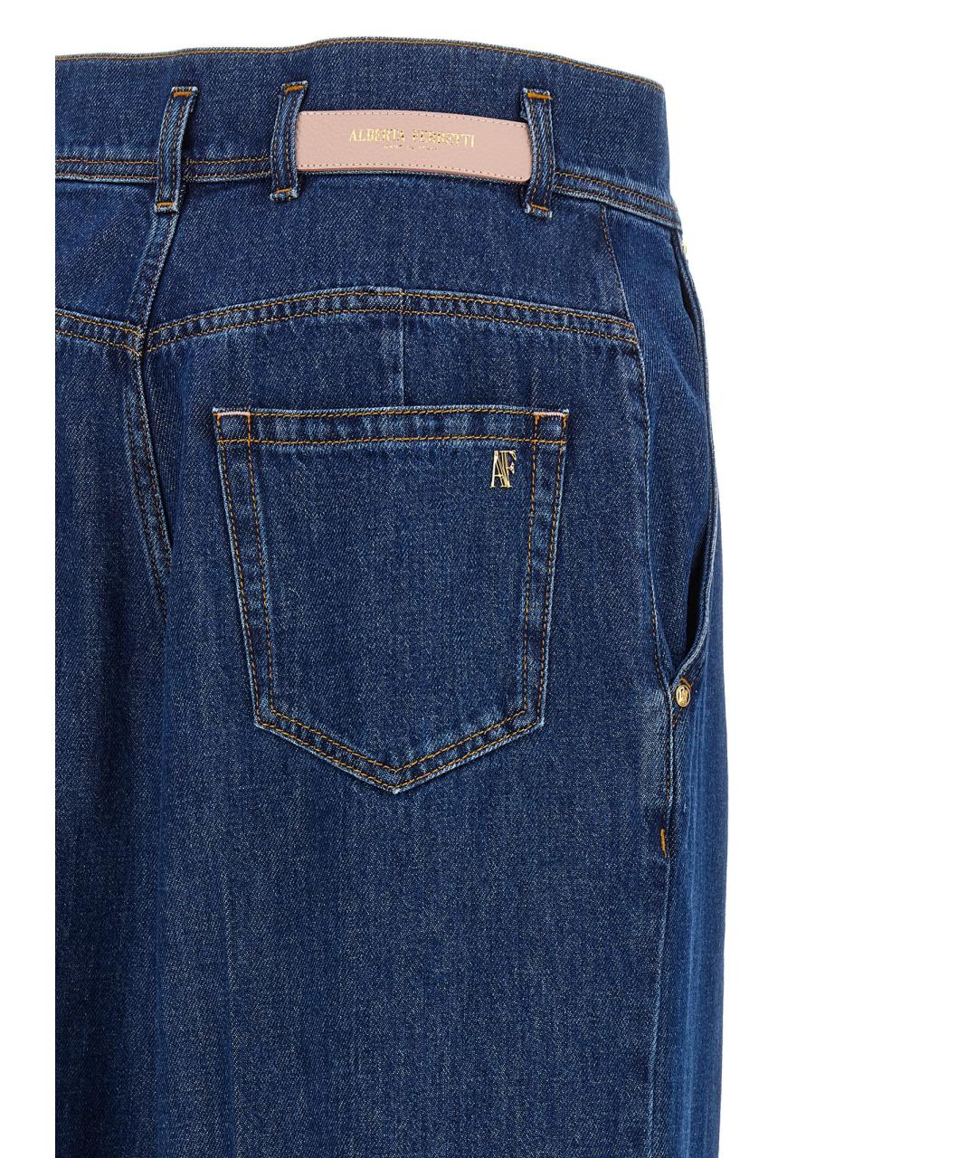 ALBERTA FERRETTI Синие хлопковые прямые джинсы, фото 3