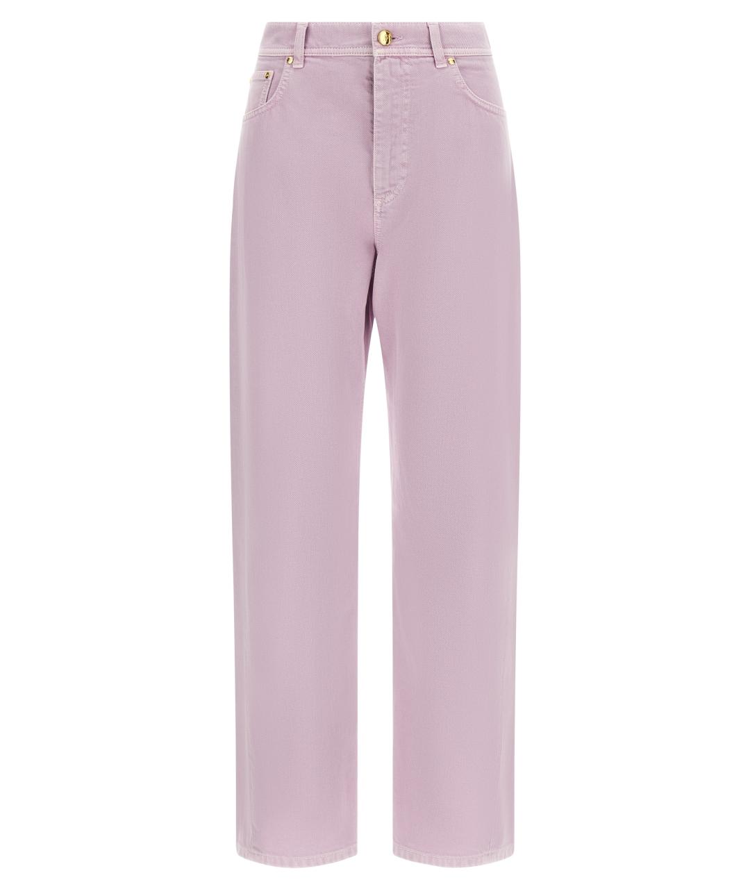 ALBERTA FERRETTI Розовые хлопковые прямые джинсы, фото 1
