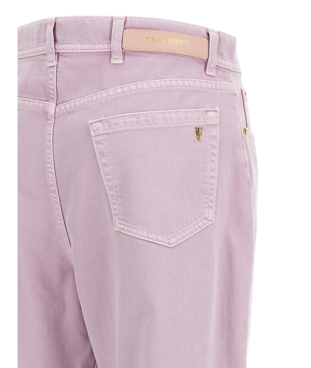 ALBERTA FERRETTI Розовые хлопковые прямые джинсы, фото 4