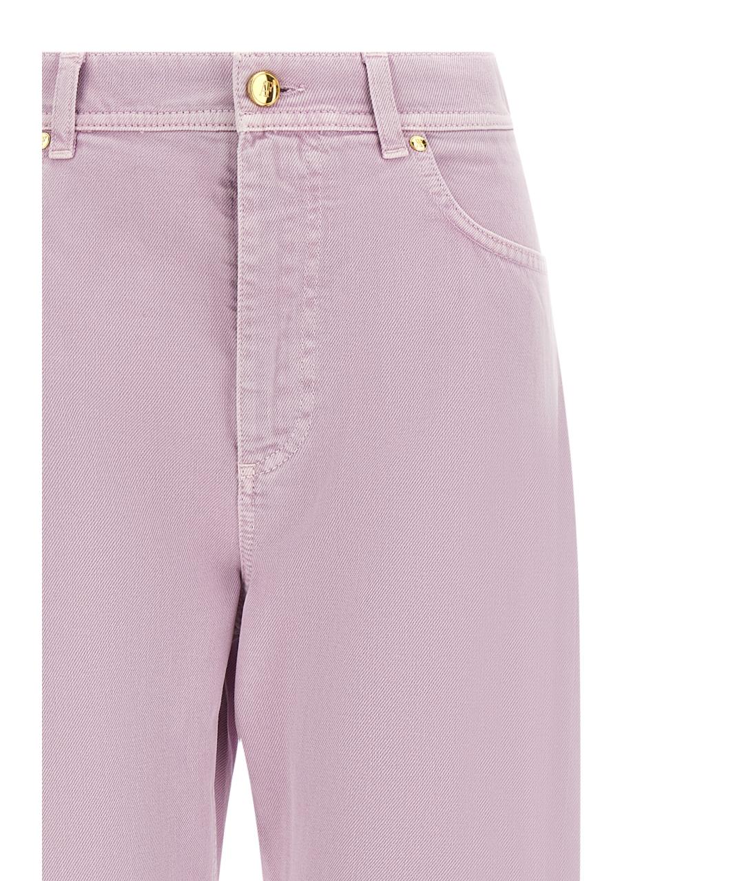 ALBERTA FERRETTI Розовые хлопковые прямые джинсы, фото 3