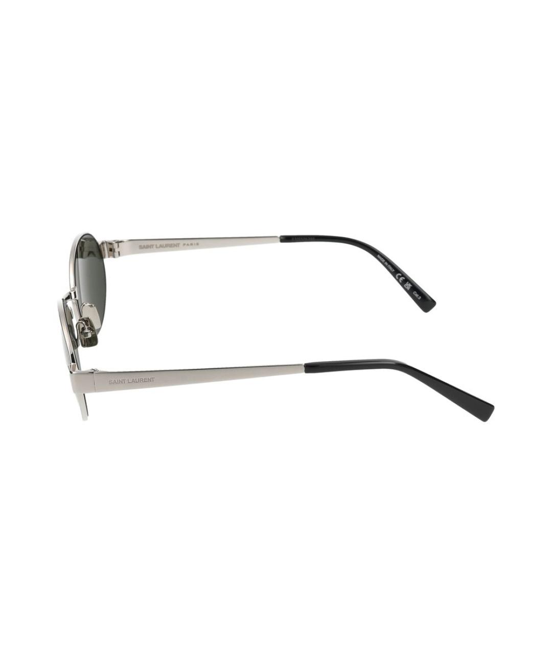 SAINT LAURENT Серебряные металлические солнцезащитные очки, фото 5