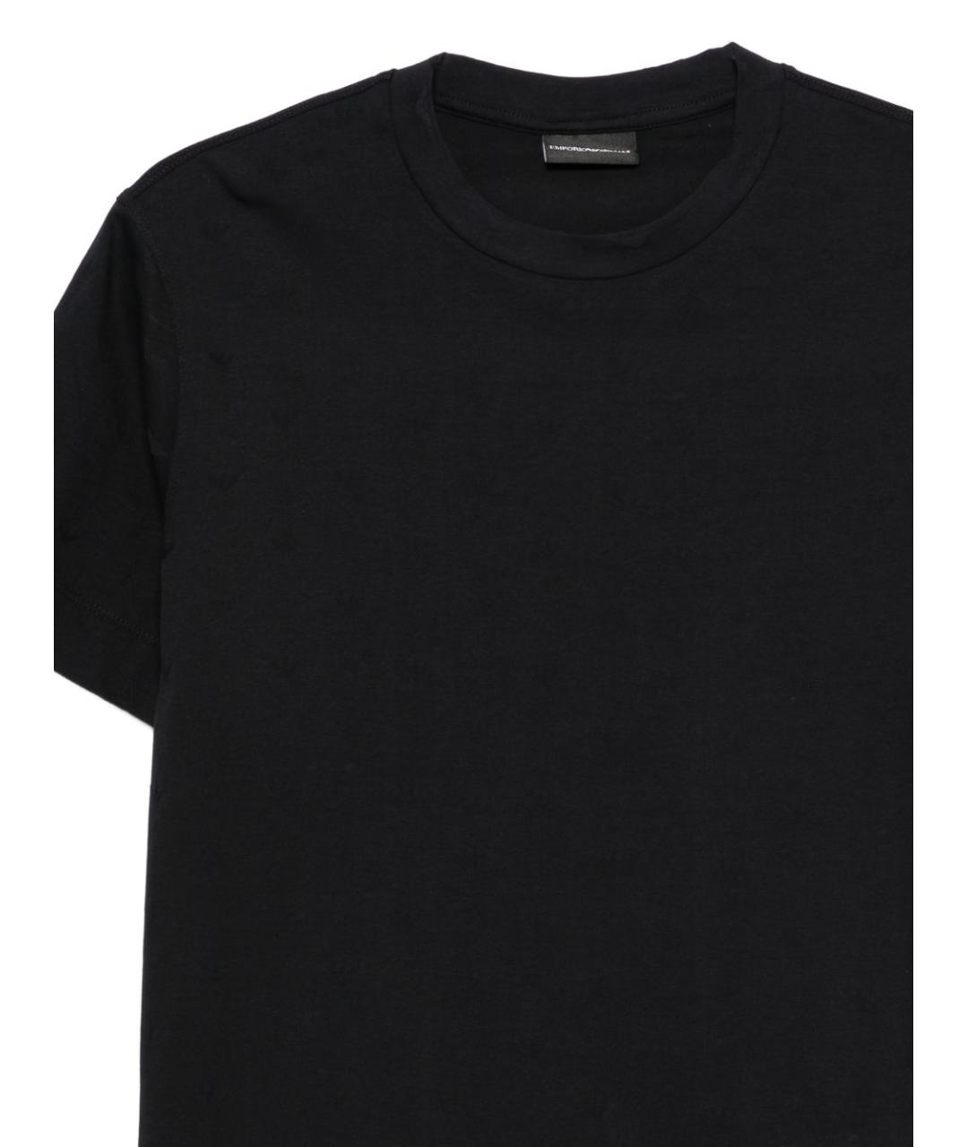 EMPORIO ARMANI Темно-синяя хлопковая футболка, фото 2