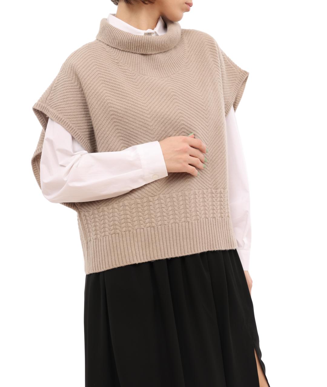 ARMANI EXCHANGE Бежевый шерстяной джемпер / свитер, фото 4