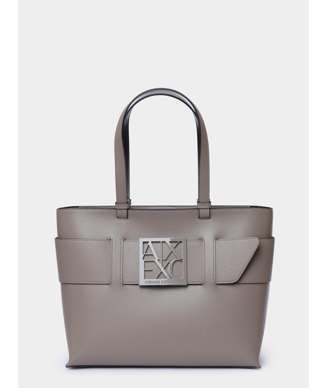 ARMANI EXCHANGE Серая сумка тоут из искусственной кожи, фото 5