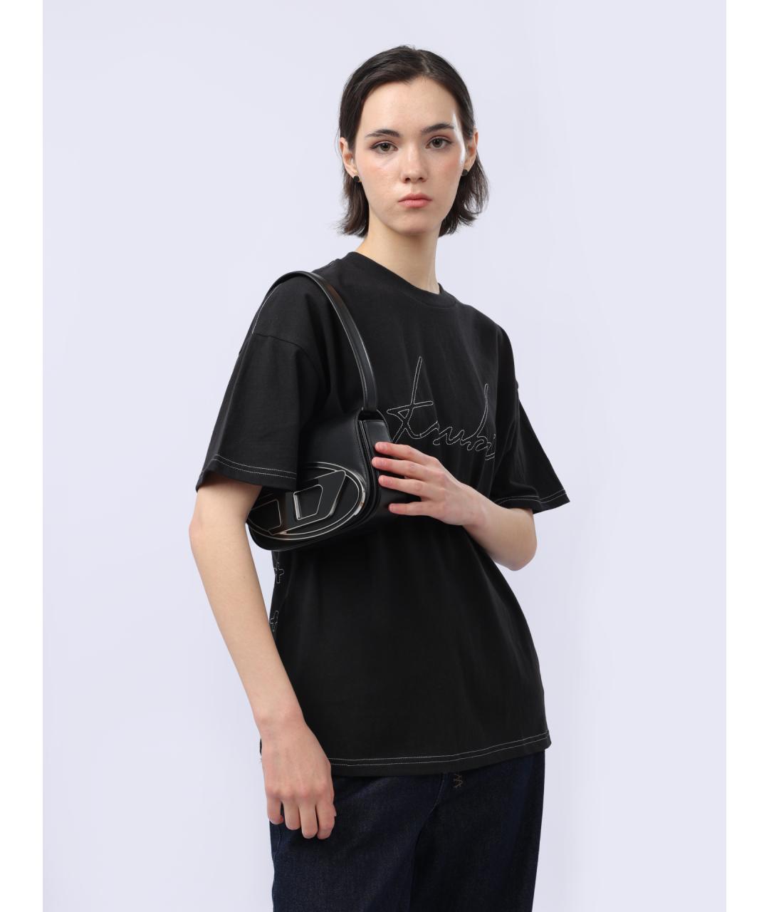 DIESEL Черная кожаная сумка через плечо, фото 2