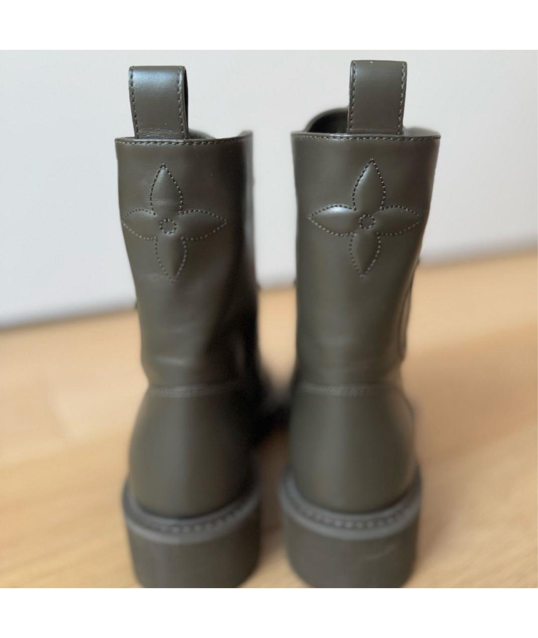 LOUIS VUITTON Хаки кожаные ботинки, фото 4