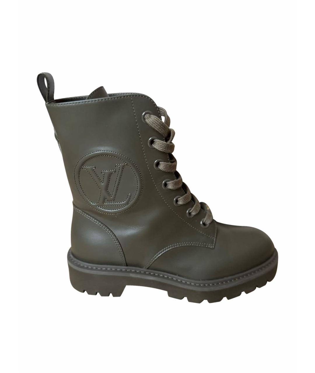 LOUIS VUITTON Хаки кожаные ботинки, фото 1